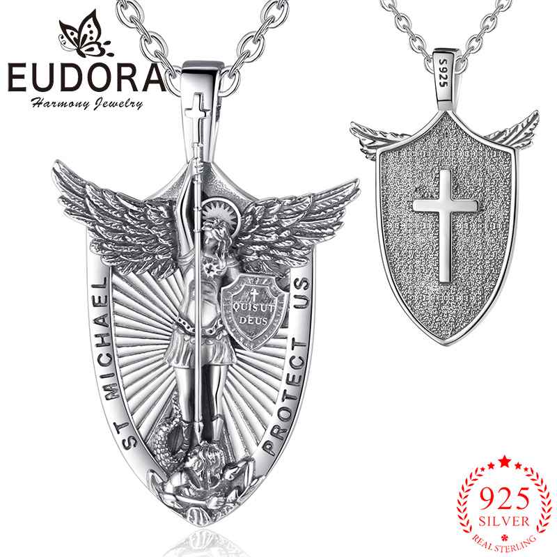 925 Sterling Silver Chain Necklace Men - Eudora 925 เงินสเตอร์ลิง St. Michael Archangel