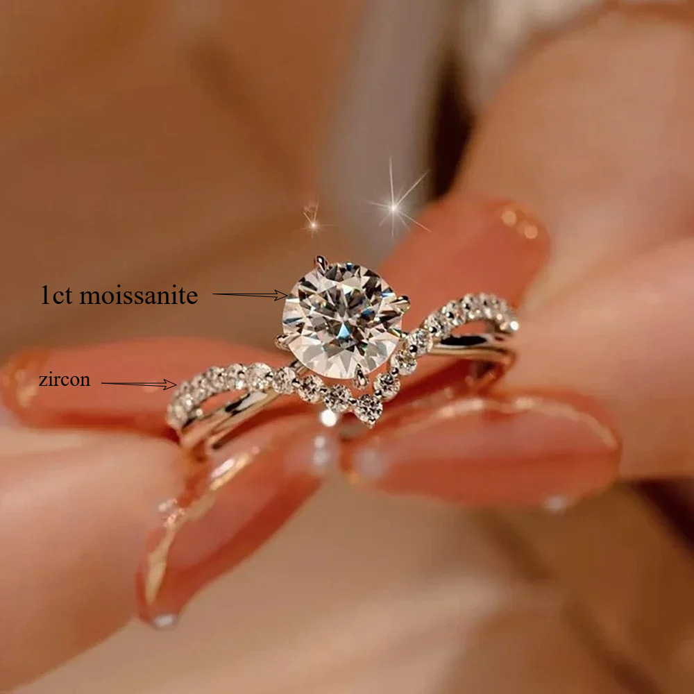 1 กะรัต 6.5 มม. แหวนเพชรโมอิสซ - Moissanite Engagement Ring 1 Carat บทวิจารณ์และราคา