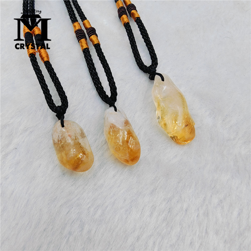 3 ชิ้น จี้คริสตัลซิทรินธรรมชาต - Crystal Pendant Necklace Natural Stone บทวิจารณ์และราคา